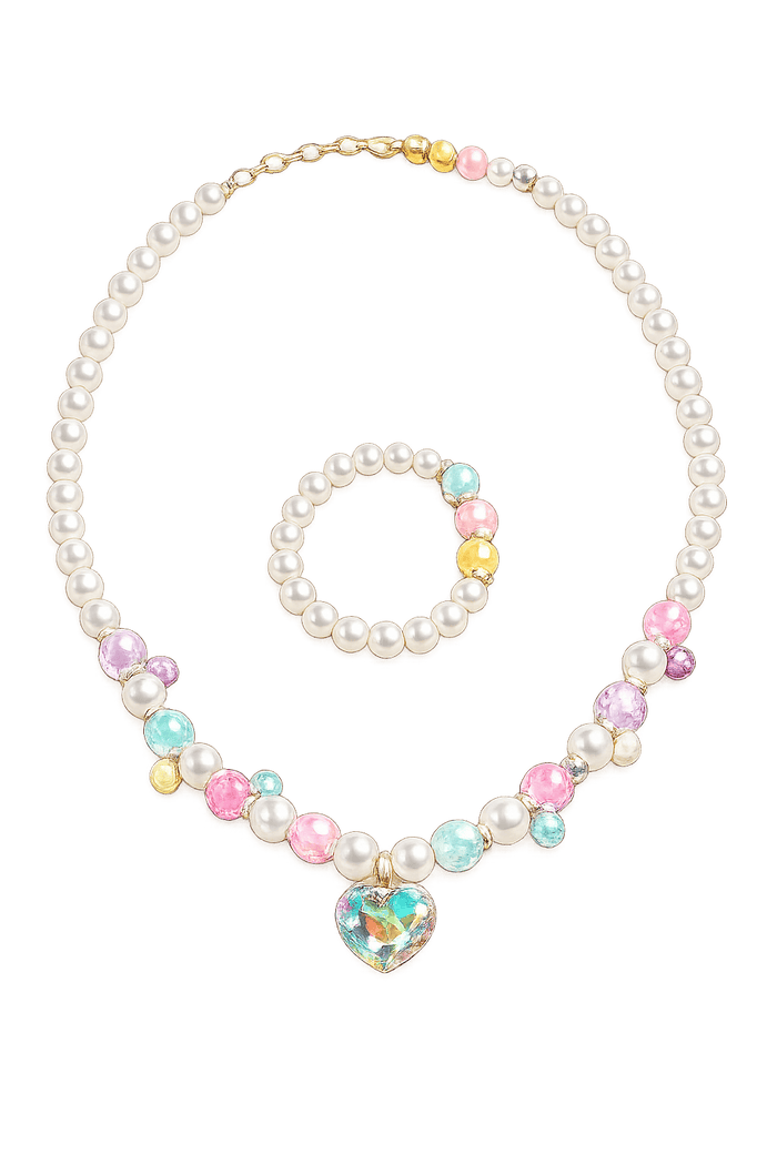 Lola + The Boys Accessories Pearly Beaded Necklace and Bracelet Set