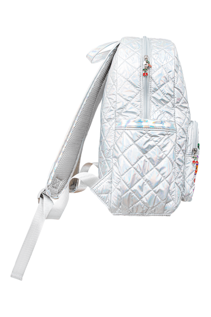 exclude-new-arriv Accessories Silver Hologram Doodle Art Quilted Backpack
