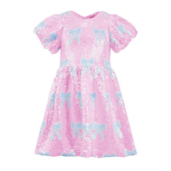 Lola + The Boys Baby Blue Sequin Bow Dress, 2