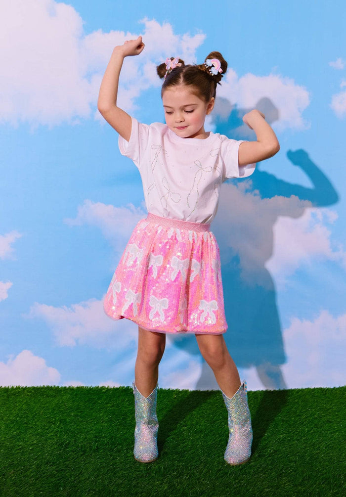 lola-new-arrival Baby Blue Sequin Bow Skirt