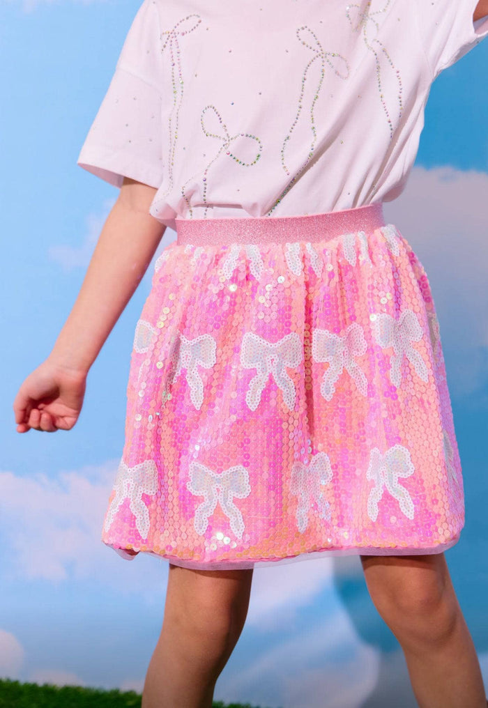lola-new-arrival Baby Blue Sequin Bow Skirt