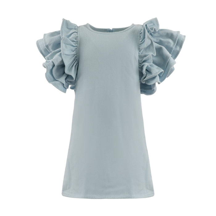 Lola + The Boys Blue Princess Ruffle Denim Dress