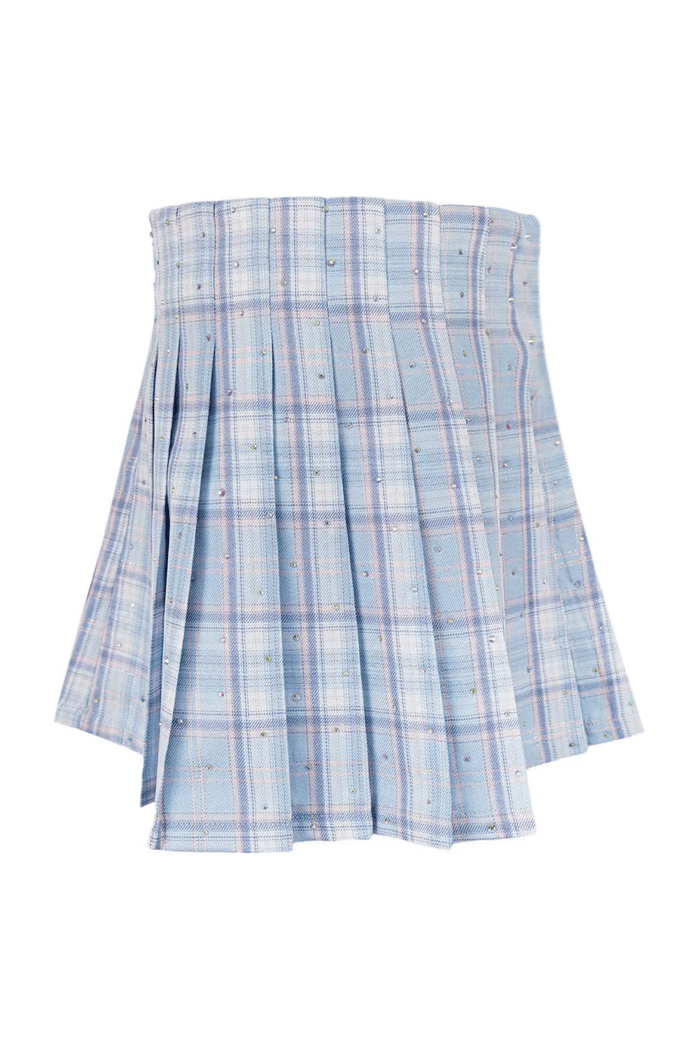 Lola and The Boys Bottoms Sky Blue / 2 As If Plaid Sparkle Skirt