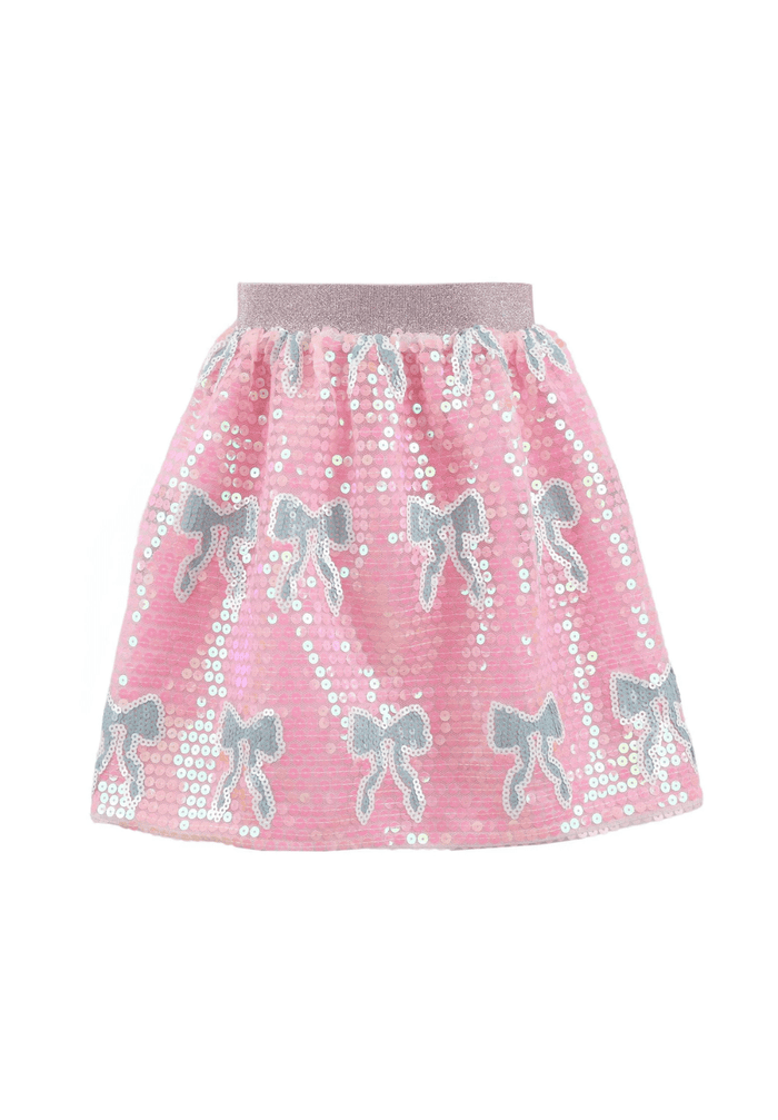 lola-new-arrival Bottoms Baby Blue Sequin Bow Skirt