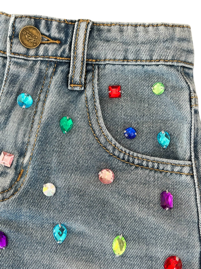 Lola + The Boys Bottoms Bejeweled Denim Shorts