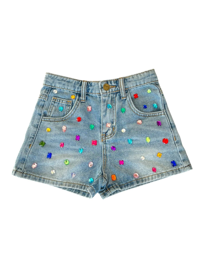 Lola + The Boys Bottoms Bejeweled Denim Shorts