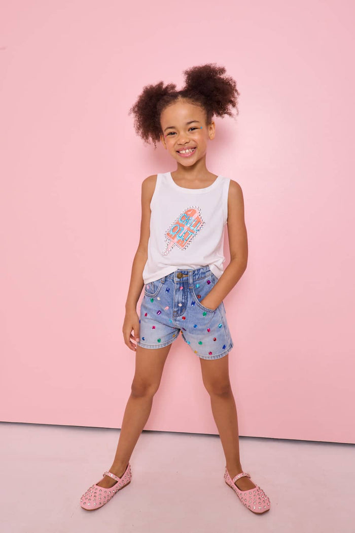Lola + The Boys Bottoms Bejeweled Denim Shorts