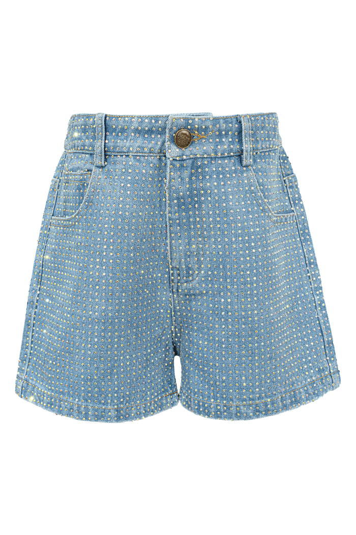 Lola + The Boys Bottoms 2 Crystal Sparkle Denim Shorts