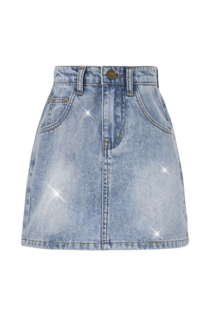 Lola + The Boys Bottoms Crystal Sparkle Denim Skirt