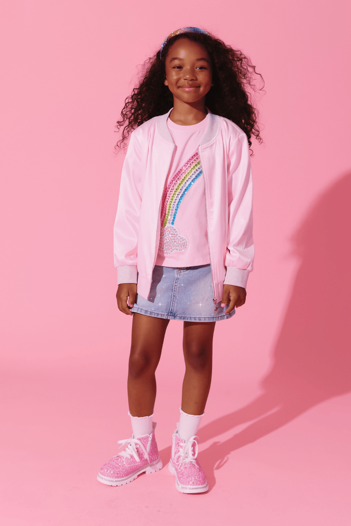 Lola + The Boys Bottoms Crystal Sparkle Denim Skirt