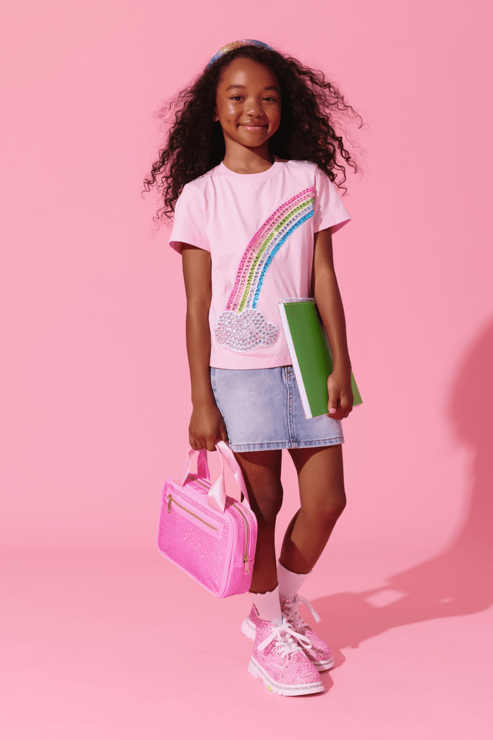 Lola + The Boys Bottoms Crystal Sparkle Denim Skirt