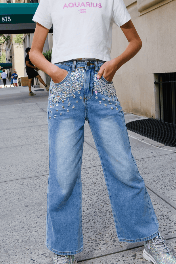 Lola + The Boys Bottoms Diamond Drip Denim