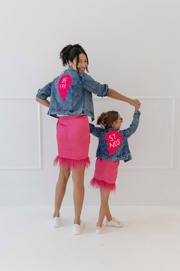 exclude-archive Bottoms Feather Trims Hot Pink Skirt
