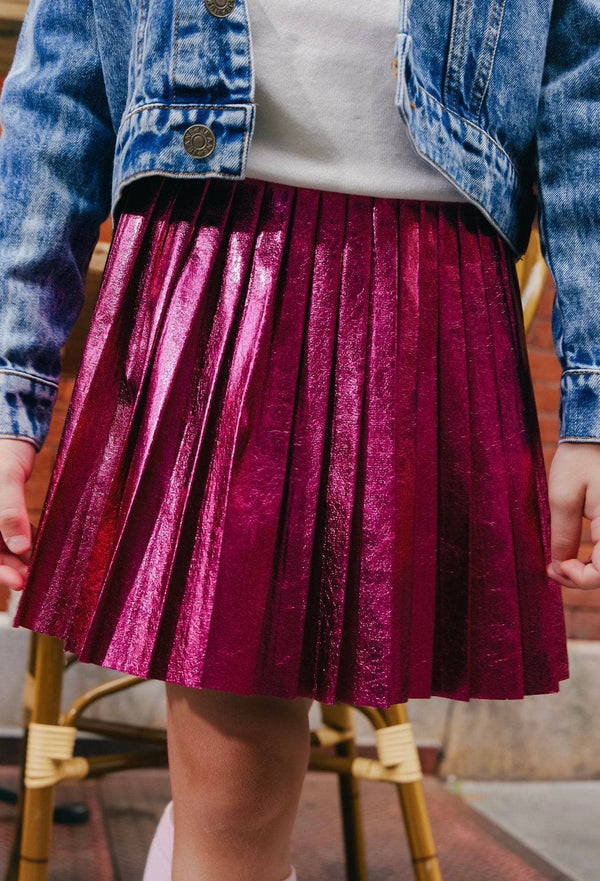 Warehouse gold foil pleated cheap skirt