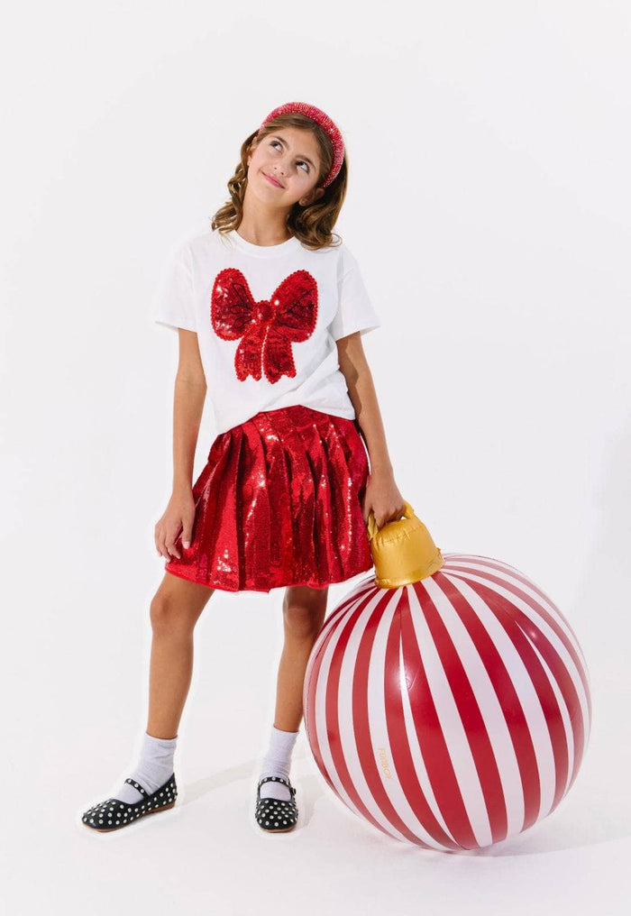 Lola + The Boys Bottoms Scarlet Pleated Shimmer Skirt
