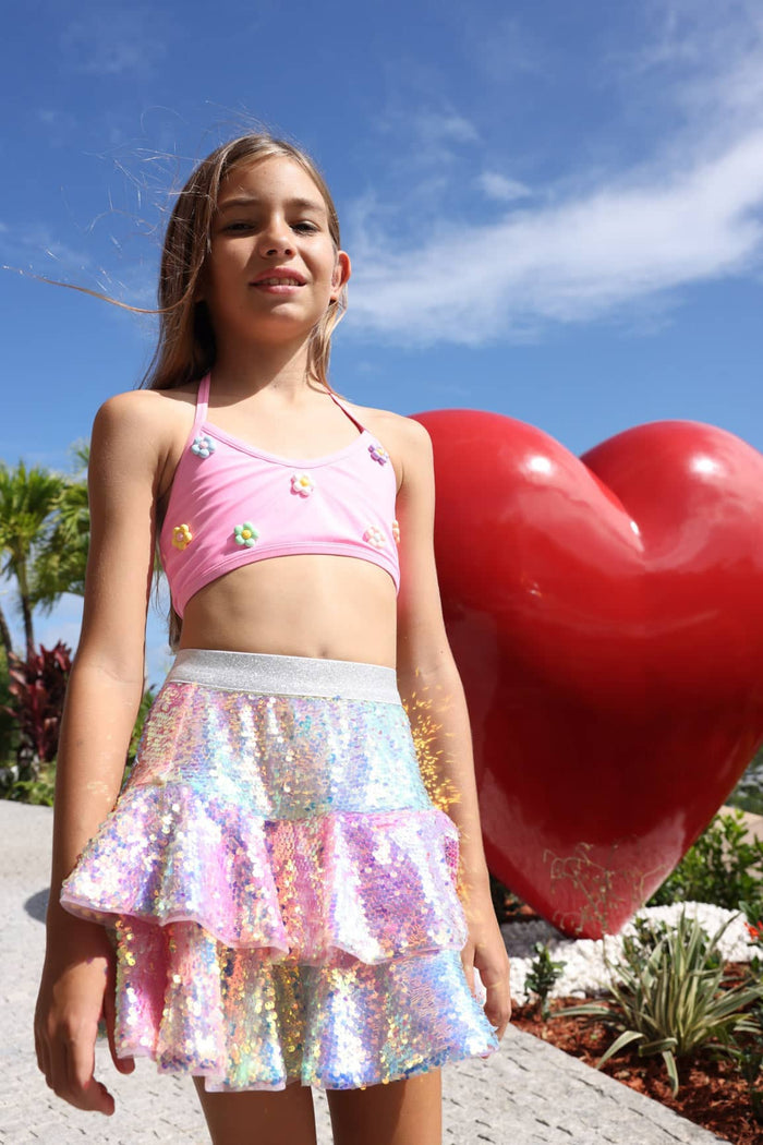 Lola + The Boys Bottoms Sequin Ombre Ruffle Skirt