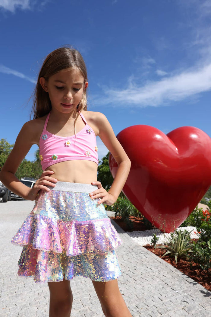 Lola + The Boys Bottoms Sequin Ombre Ruffle Skirt