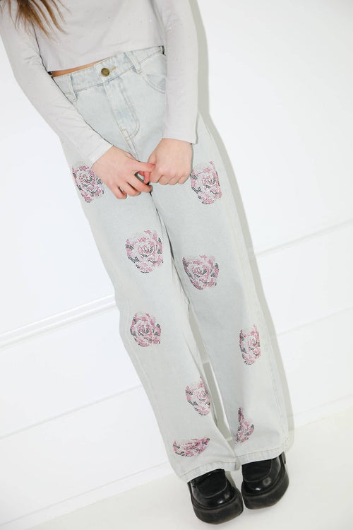 Lola + The Boys Bottoms 2 Sparkle Roses Jeans
