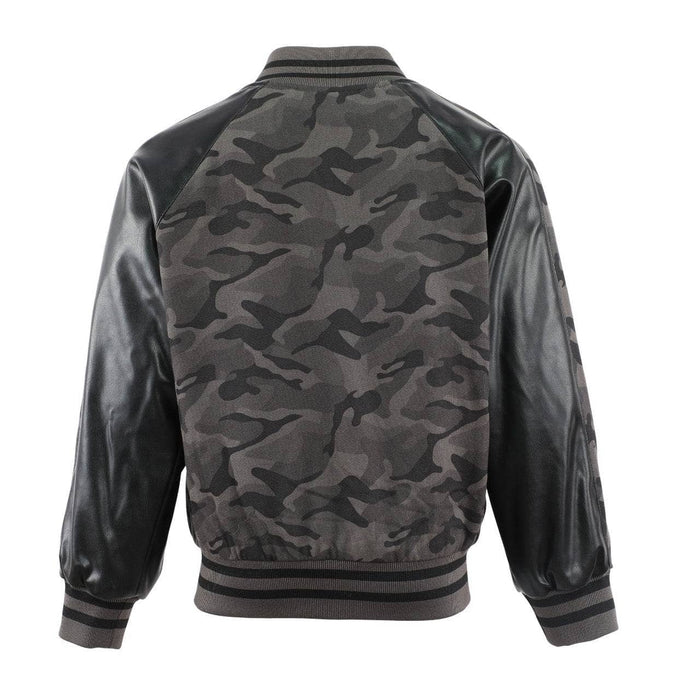 Lola + The Boys Camo Flash Leather Bomber