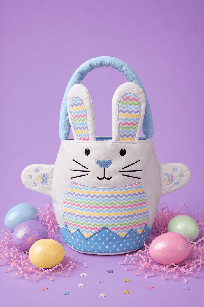 Lola + The Boys Blue Chevron Easter Bunny Basket