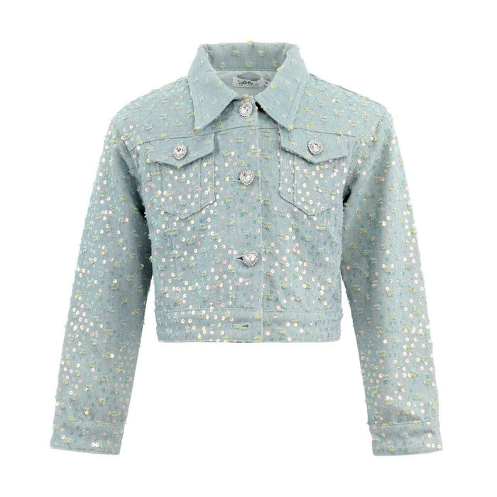 Lola + The Boys Confetti Denim Sparkle Jacket