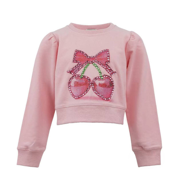 Lola + The Boys Crystal Cherry Bow Sweater