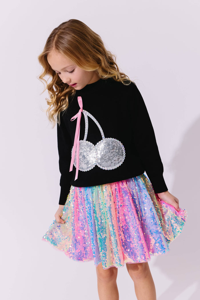 Lola + The Boys Crystal Cherry Sweater