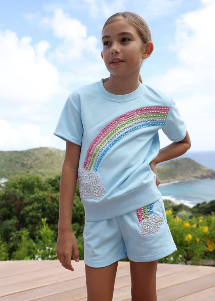 Lola + The Boys Crystal Rainbow Sky Short Set
