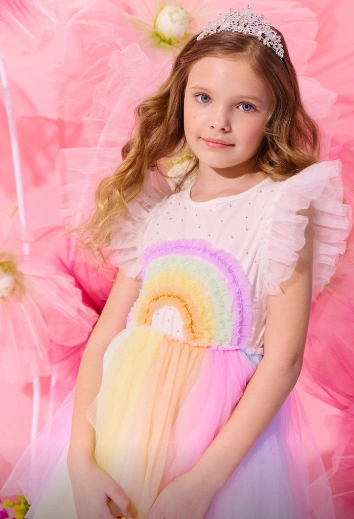 lola-new-arrival Crystal Rainbow Tulle Dress