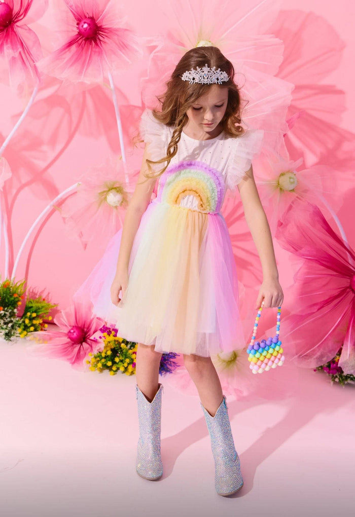 lola-new-arrival Crystal Rainbow Tulle Dress