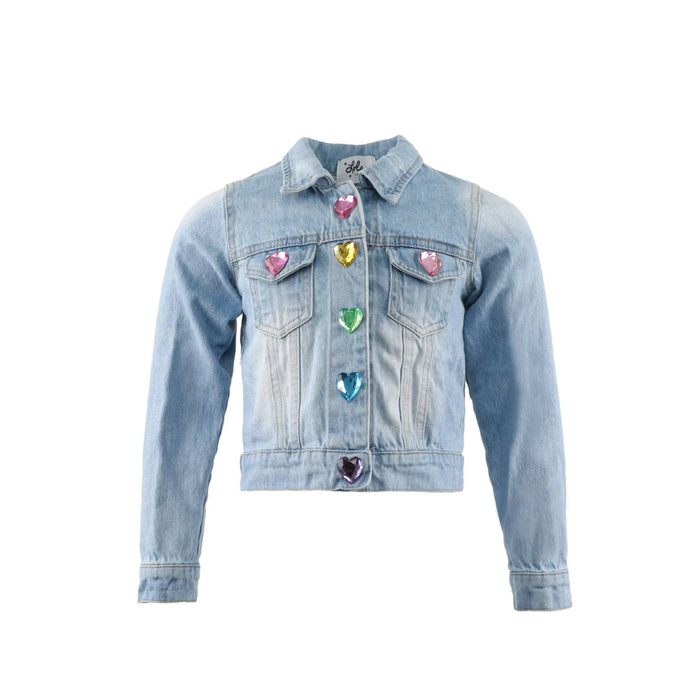 Lola + The Boys Customizable Hearts Button Denim Jacket