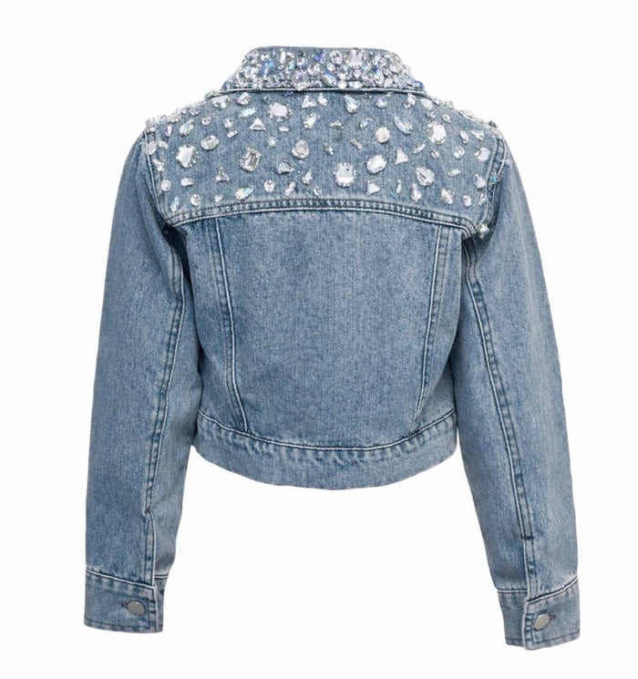 Lola + The Boys Diamond Drip Crop Denim Jacket