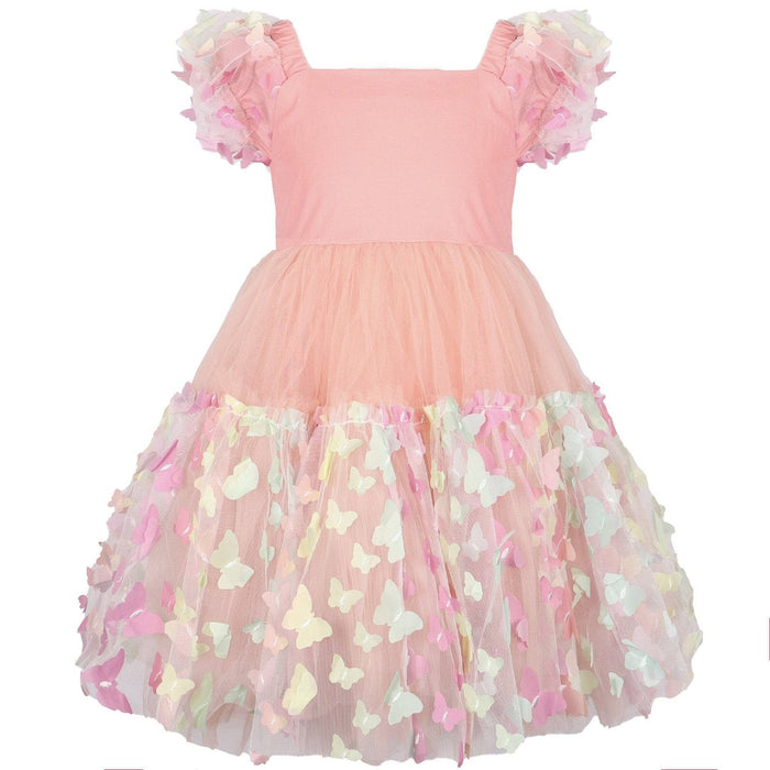 Lola + The Boys Dress 3D Butterfly Puffy Sleeve Dress