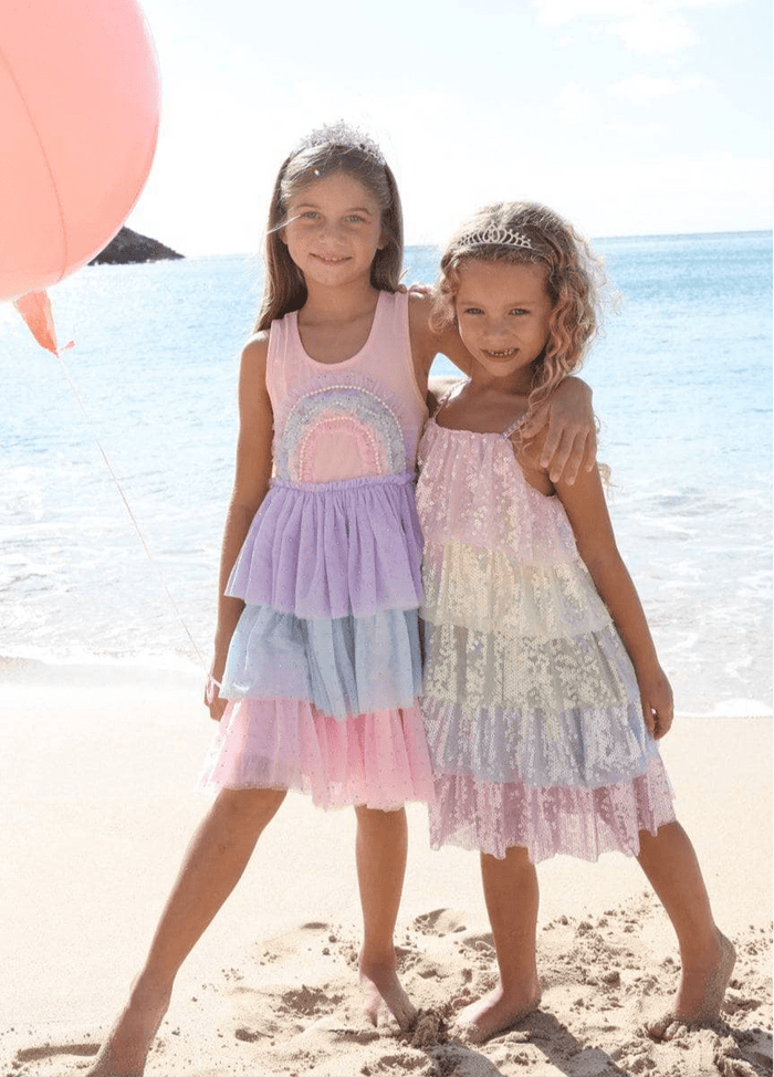 lola-spring Dress 3D Rainbow Peach Tank Dress