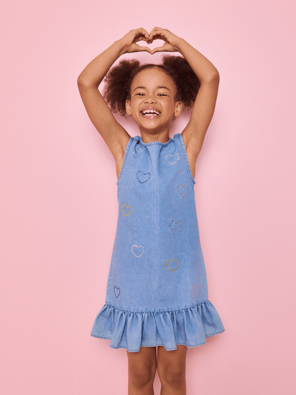 white christmas dresses Self-Portrait - Indigo Denim Bow Mini Dress main image 1