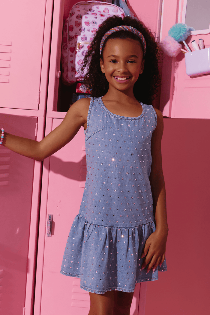 Lola + The Boys Dress 2 Denim Dazzle Gem Dress