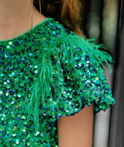 Lola + The Boys Dress Emerald Shimmer Party Dress