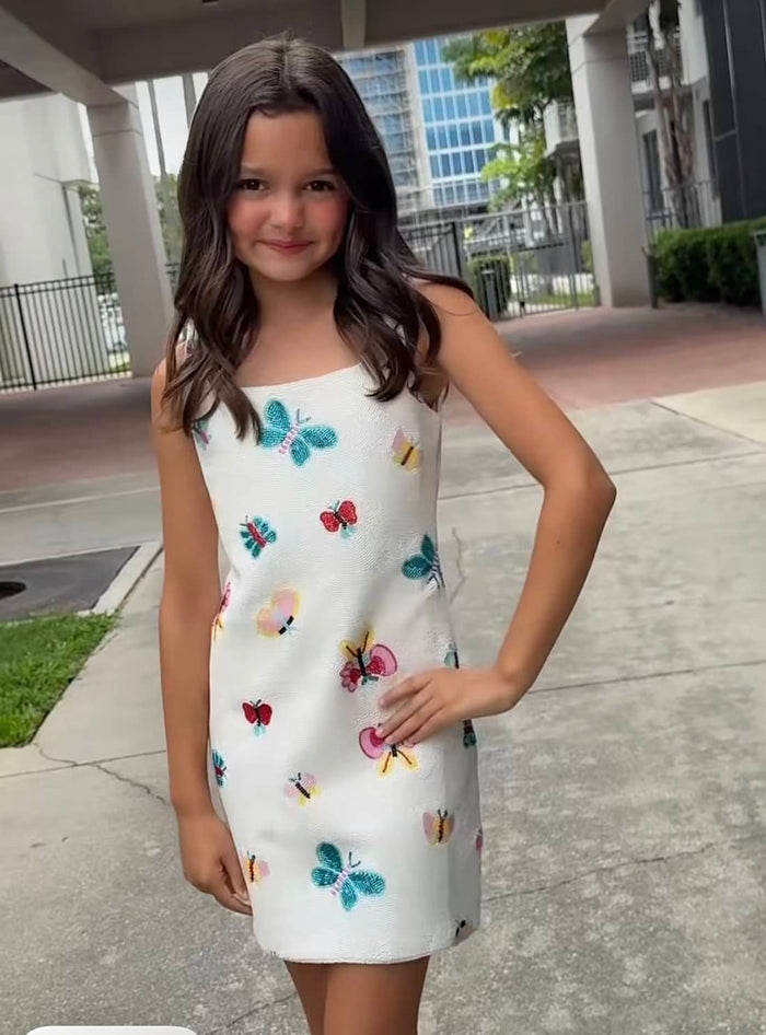 Lola + The Boys Dress Hand-Beaded Butterfly Dress