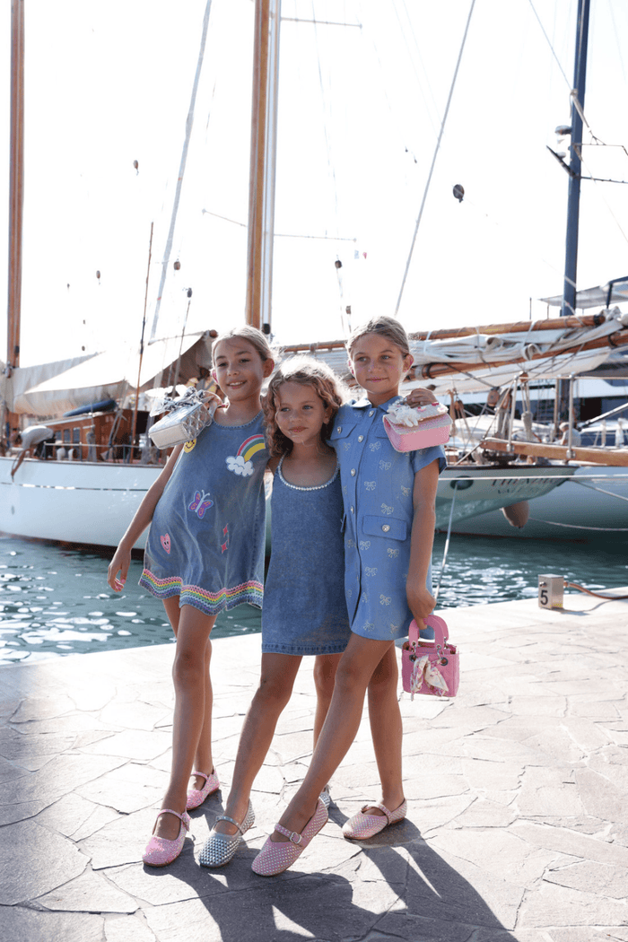 Lola + The Boys Dress Happy Rainbow Denim Dress