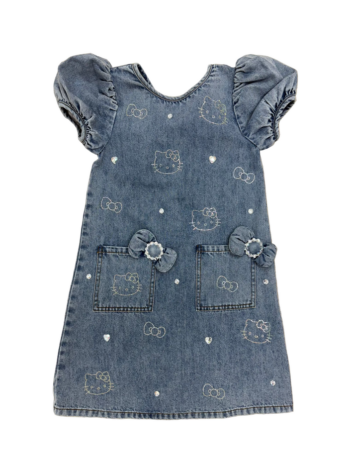 Lola + The Boys Dress Hello Kitty Denim Crystal Dress