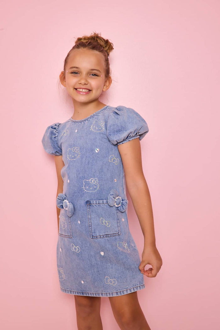 Lola + The Boys Dress Hello Kitty® Denim Crystal Dress