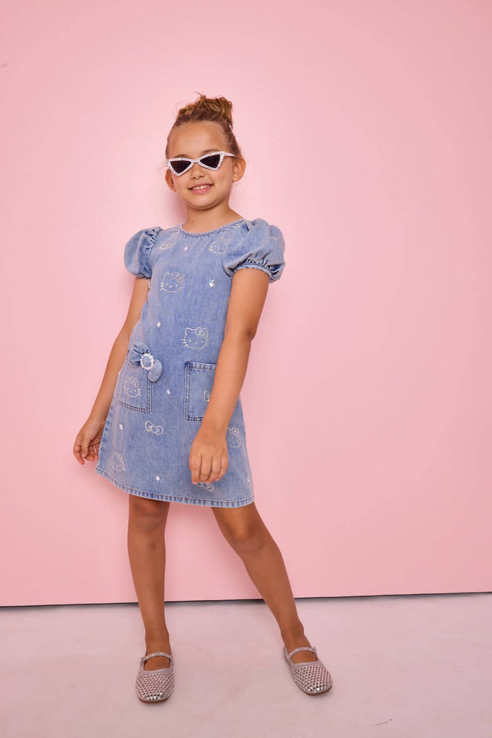 Lola + The Boys Dress Hello Kitty® Denim Crystal Dress