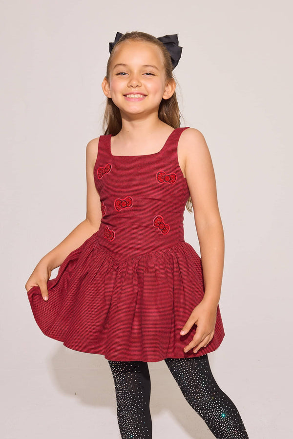 red houndstooth dress Alessandra Rich Pleated Houndstooth Silk Midi Dress in Red UFO No More