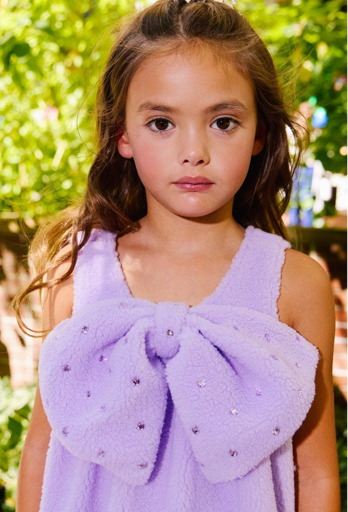 Lola + The Boys Dress Lavender Big Bow Teddy Dress