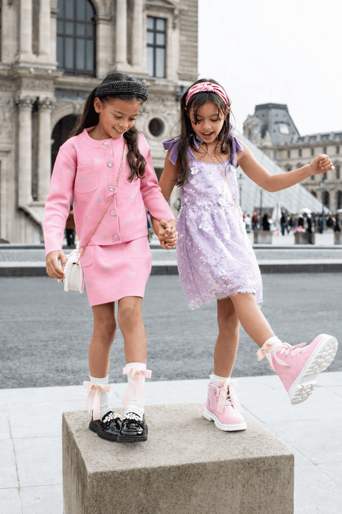Lola + The Boys Dress Lavender Daisy Sequin Dress