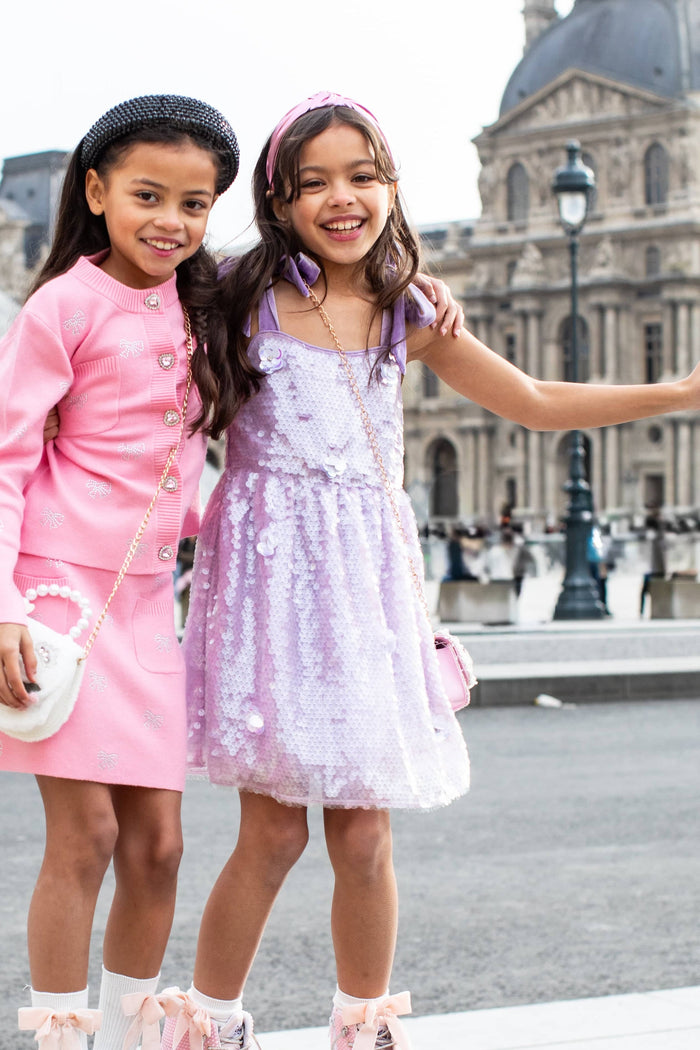 Lola + The Boys Dress Lavender Daisy Sequin Dress