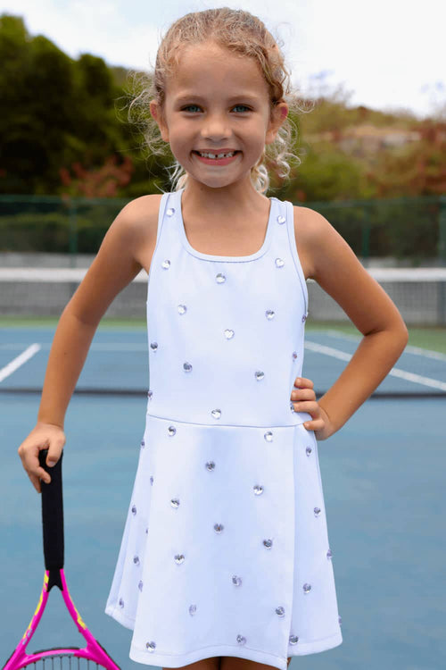 Lola + The Boys Dress Lavender Heart Scuba Tennis Dress