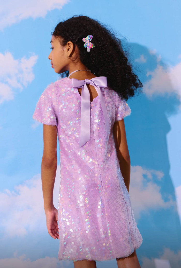 lola-new-arrival Dress Lavender Sequin Bow Dress