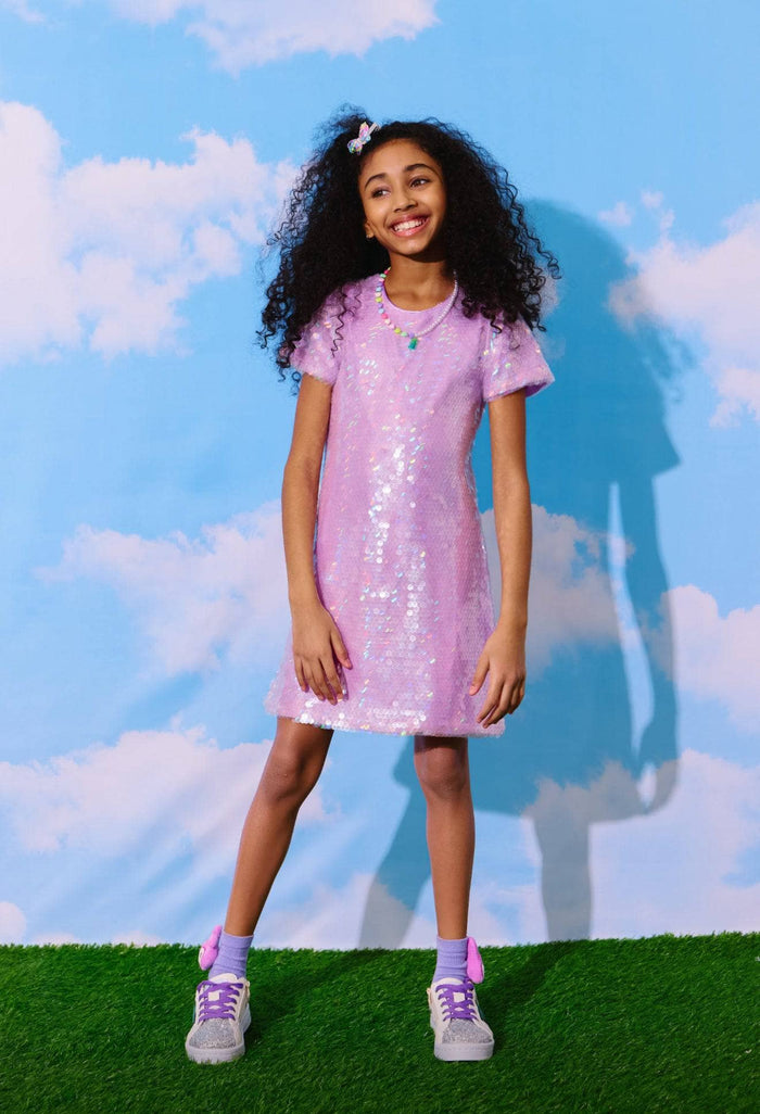 lola-new-arrival Dress Lavender Sequin Bow Dress