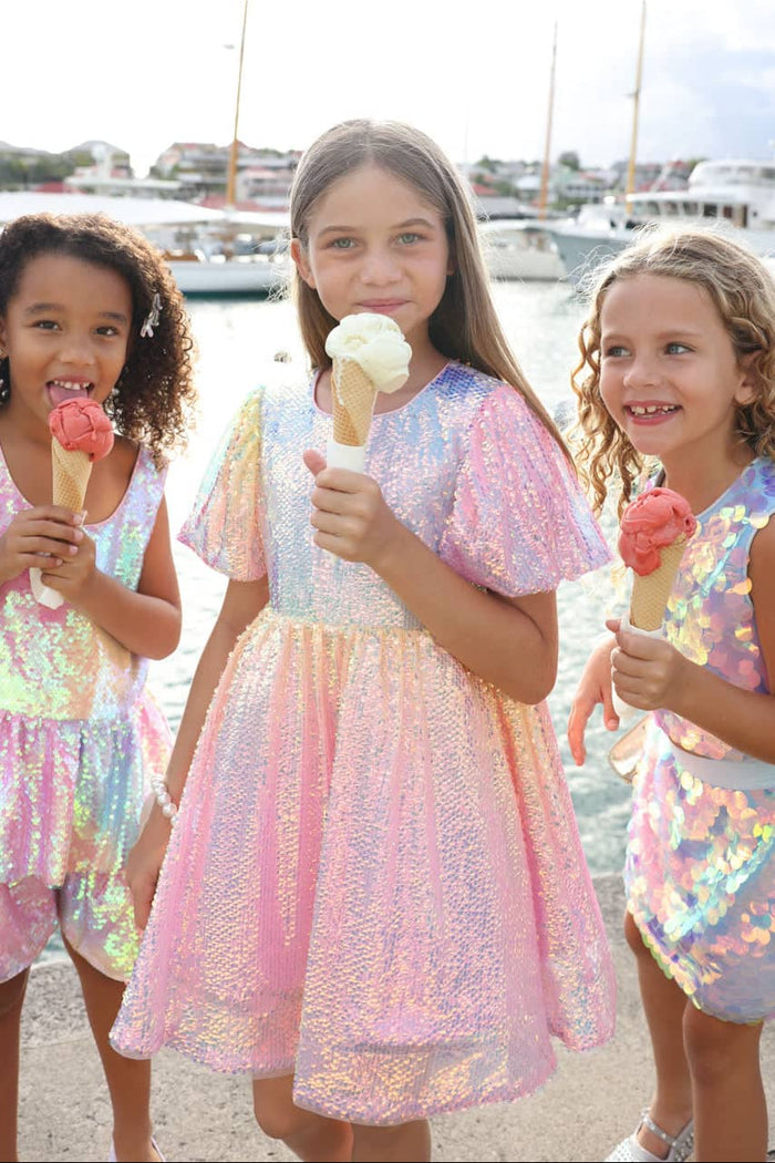 Lola + The Boys Dress 2 Ombre Sunset Sparkle Party Dress